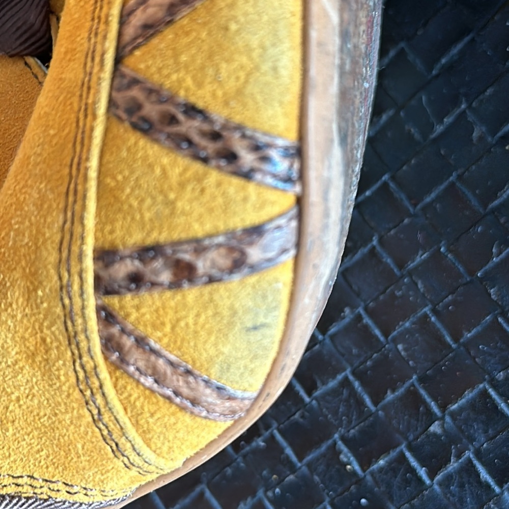 Miss L Fire vintage inspired mustard & brown suedes shoes size 41 - Picture 15 of 16